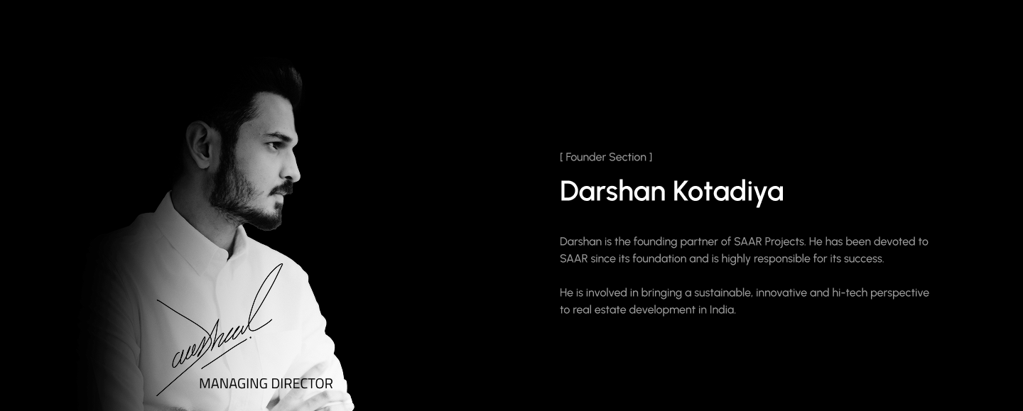 SAAR Founder section — Darshan Kotadiya, Managing Director
